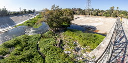 The LA River view from pedestrian bridge to Sunnynook Park.