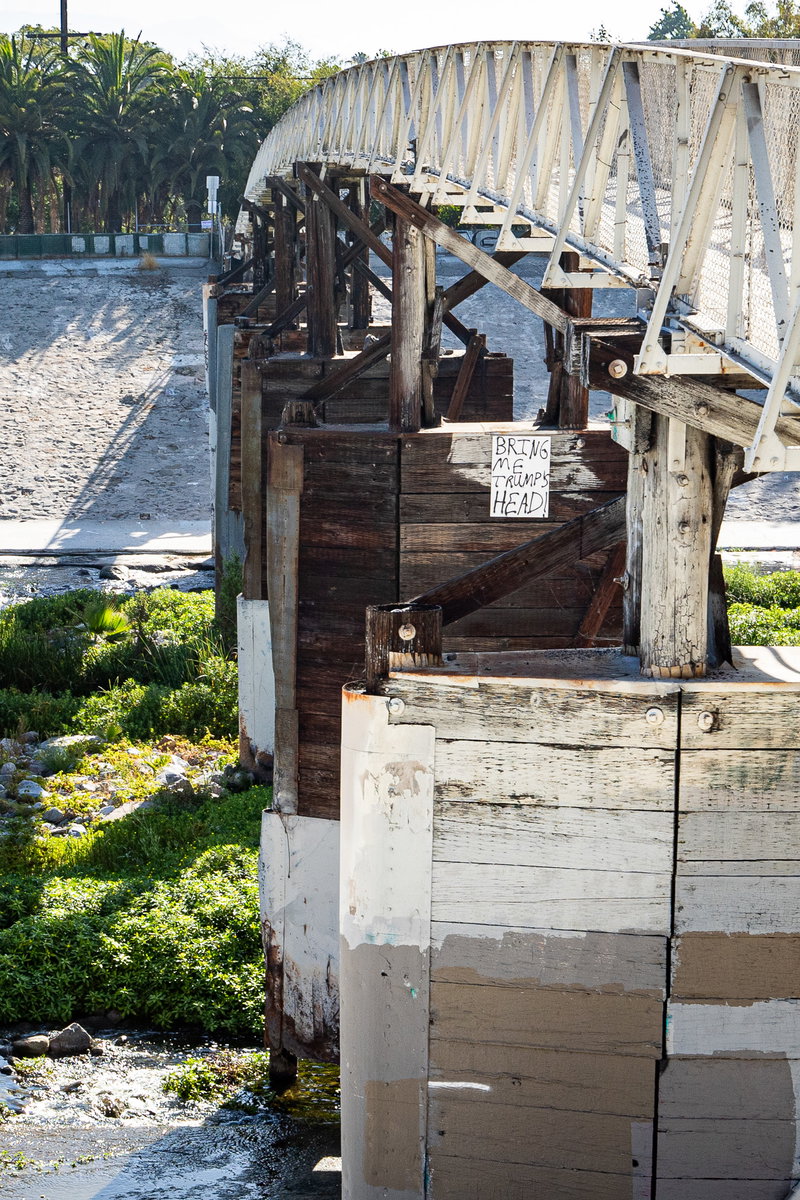 Bridge with political sign.