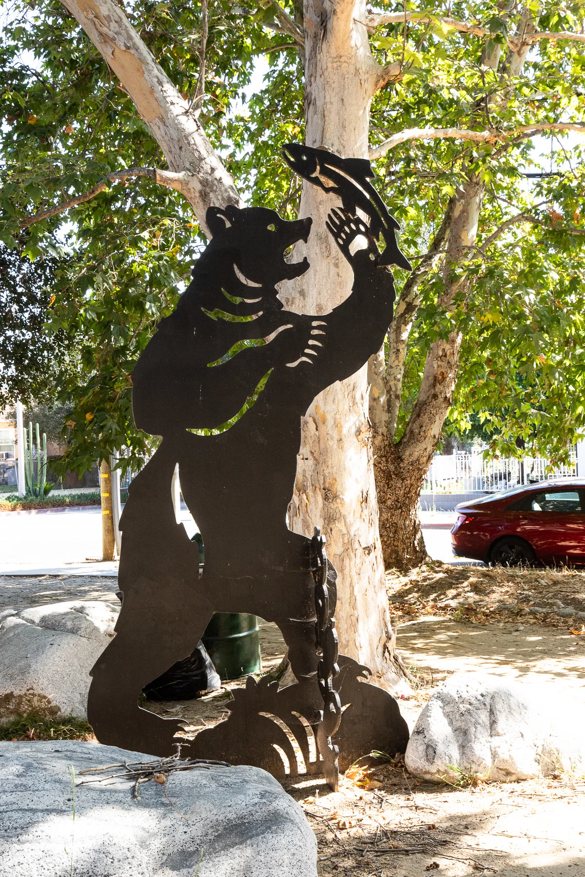Bear sculpture at Oso Park.