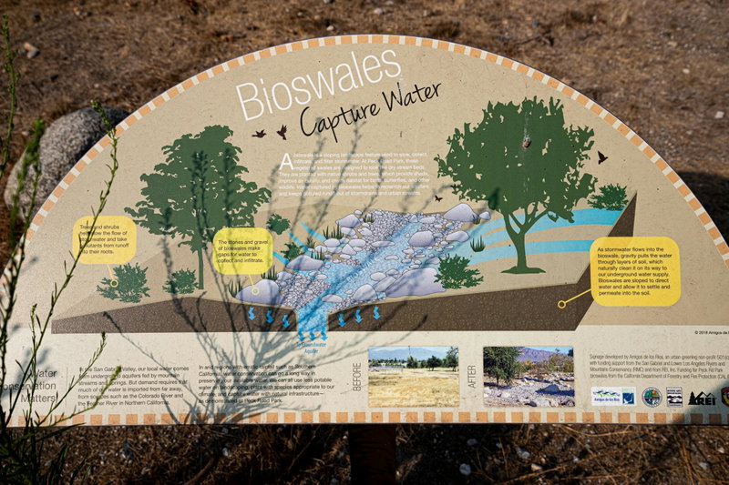 Signage explaining bioswales