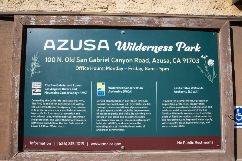 Azusa Wilderness Park Information Sign