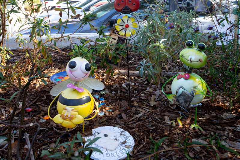 Garden Ornaments in a Civic Planter
