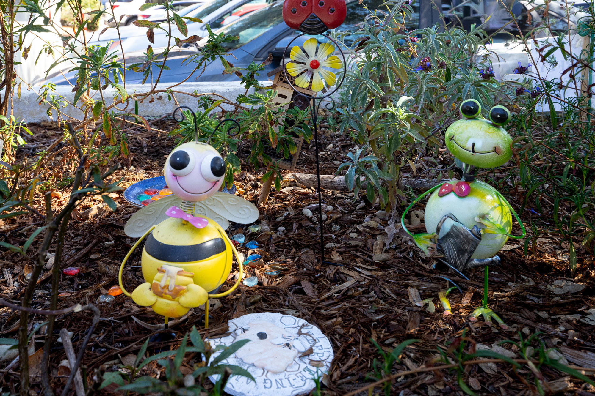 Garden Ornaments in a Civic Planter